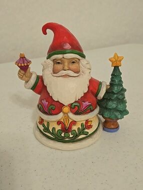 Jim Shore Tiny Trimmings Santa With Ornament And Tree Figurine, 4058804, 2017